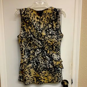 Cheetah with ruffle blouse